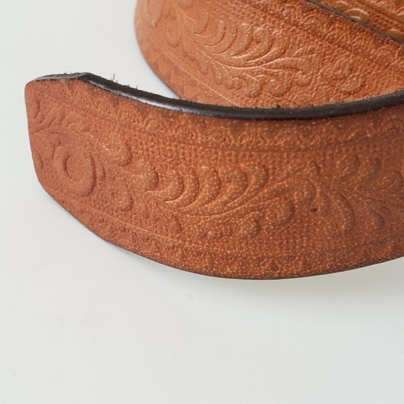 Vintage Genuine Leather With Boho Print Belt - Picture 3 of 6